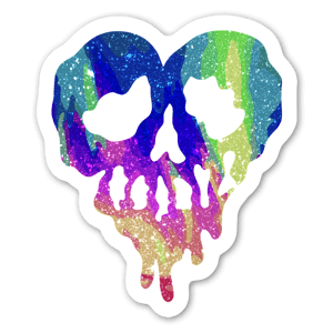 Trippy Drippy Heart in green, blue, purple sticker