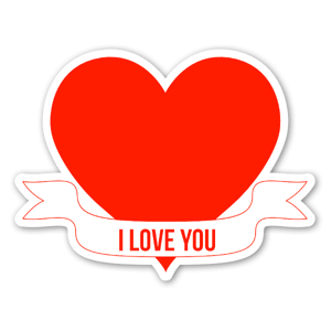 I Love You Heart Banner Klistremerker