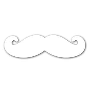 Mustache white etiketter