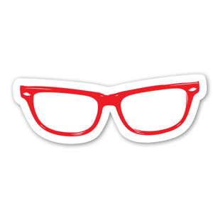 Hipster Eye Glasses Red etiketter 