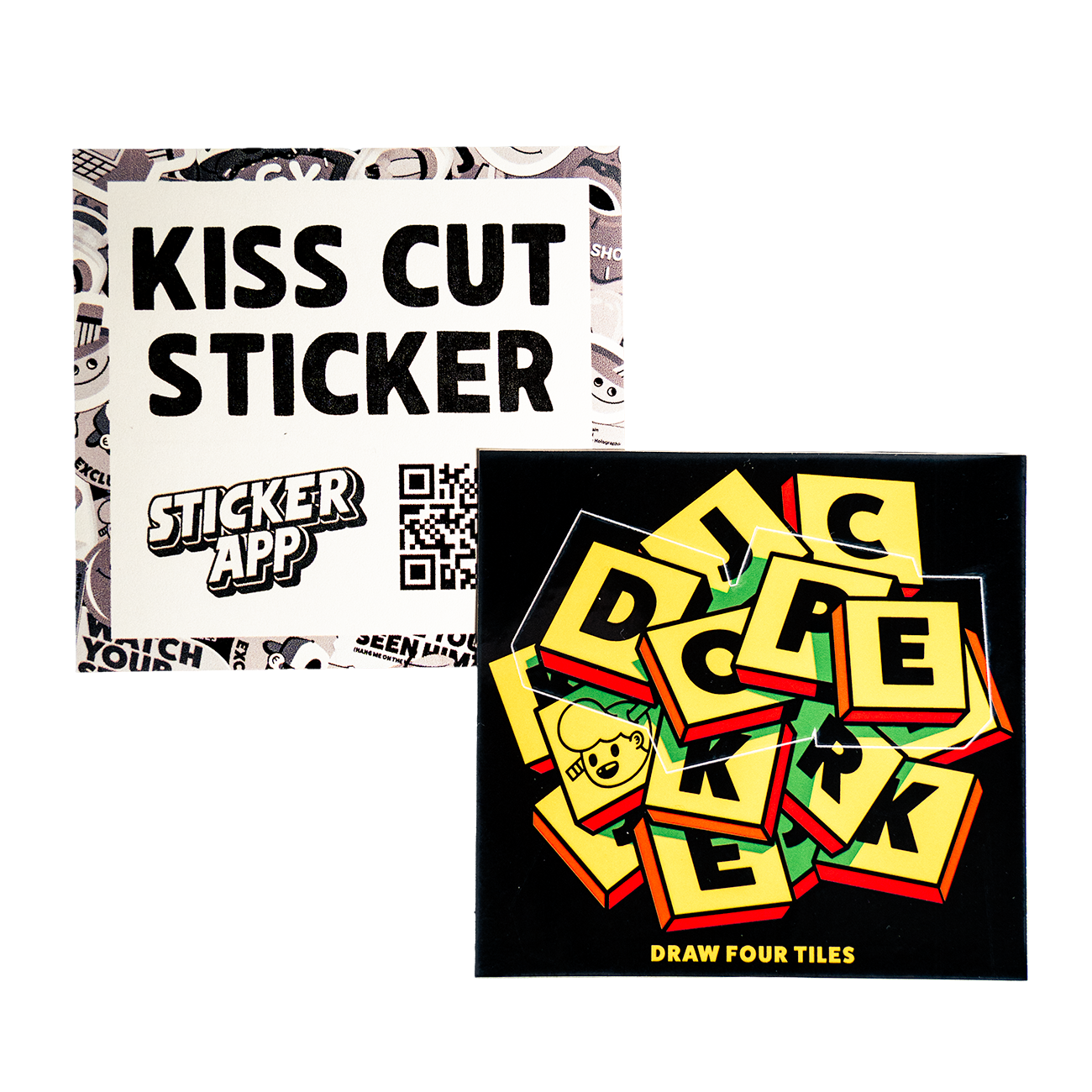 Kiss-Cut sticker printed on vinyl with back paper print and tiles, with the text "DOPE"
